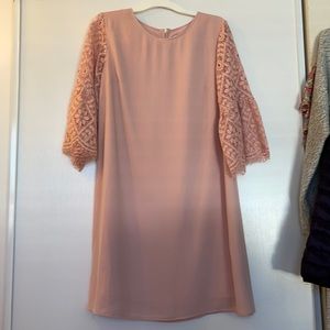 Lace Bell-Sleeved Blush Dress